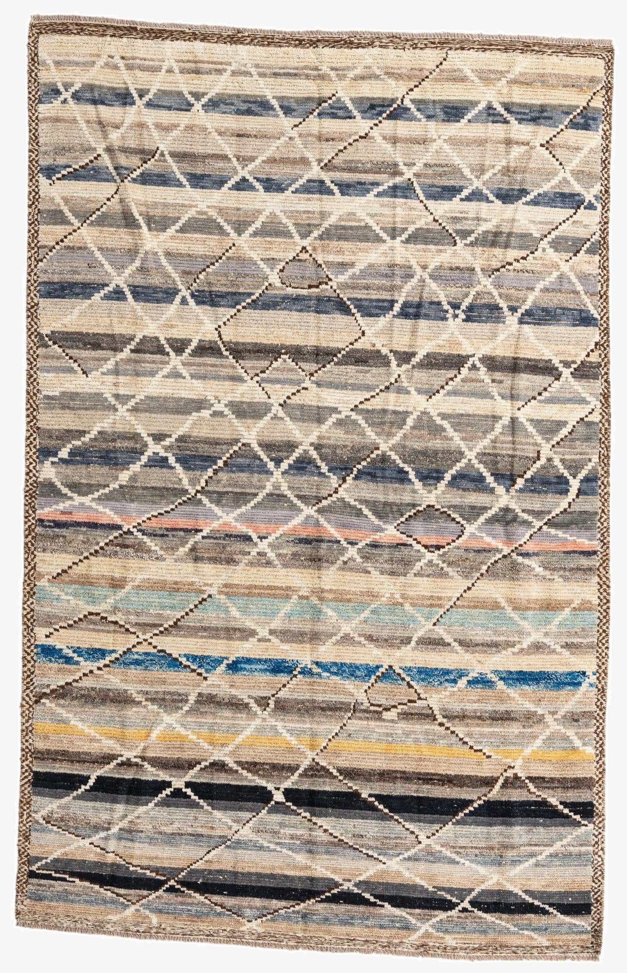 5' 10 x 9' 2  Hand Knotted Moroccan Wool Rug