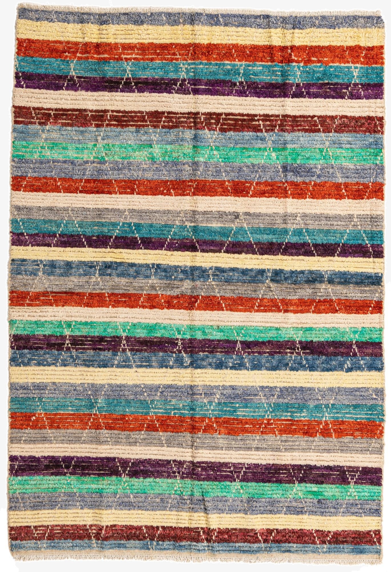 5' 7 x 8' 2  Hand Knotted Moroccan Wool Rug