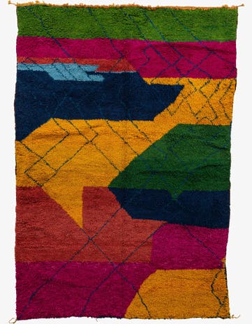 6' 8 x 9' 8 Hand Knotted Moroccan Wool Rug