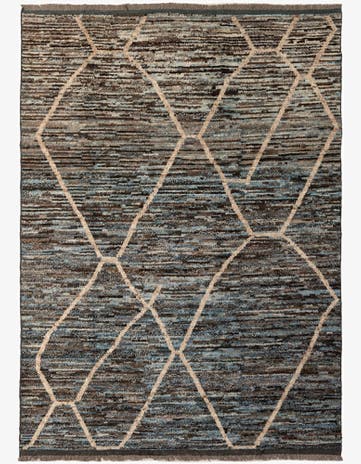 6' 11 x 9' 7 Hand Knotted Moroccan Wool Rug