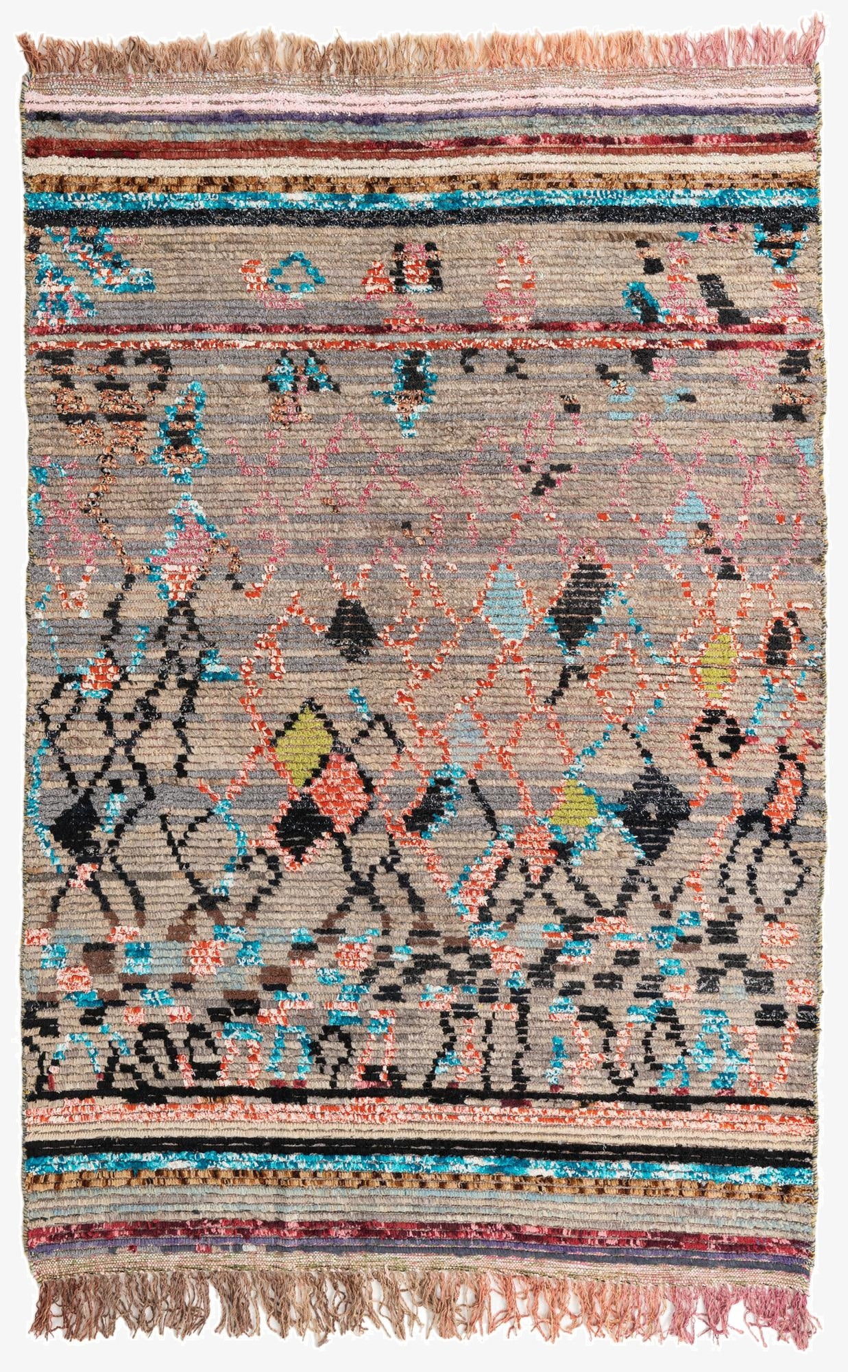 5' 5 x 8' 3  Hand Knotted Moroccan Wool Rug