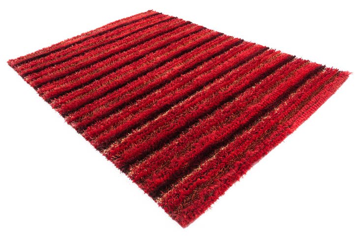 Detail image of 5' 8 x 8' Hand Knotted Multi-Tone Shag Rug