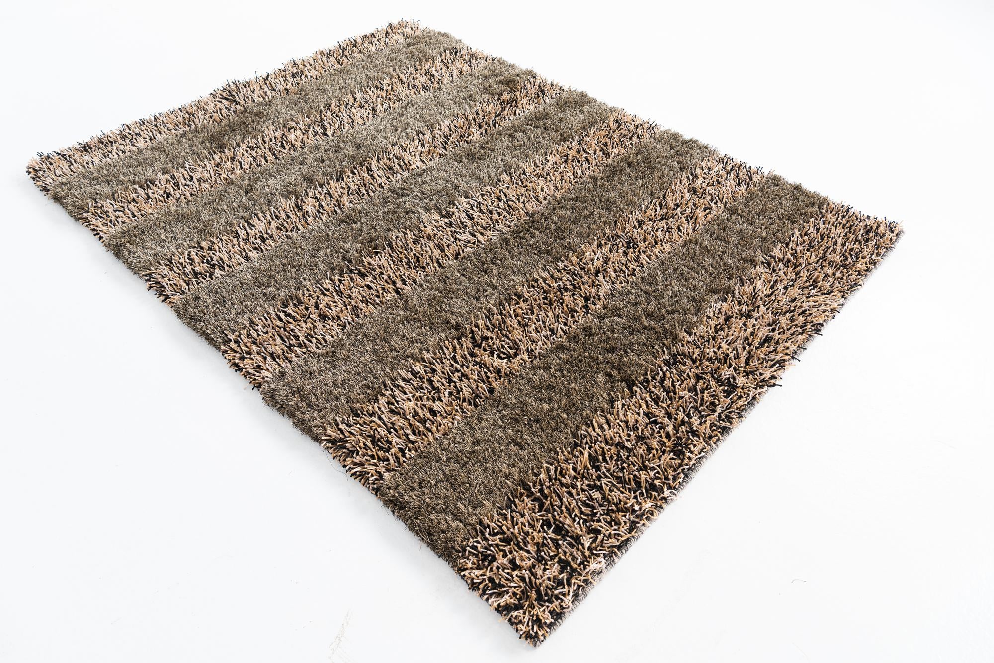 5' 1 x 6' 7 Hand Knotted Multi-Tone Shag Rug