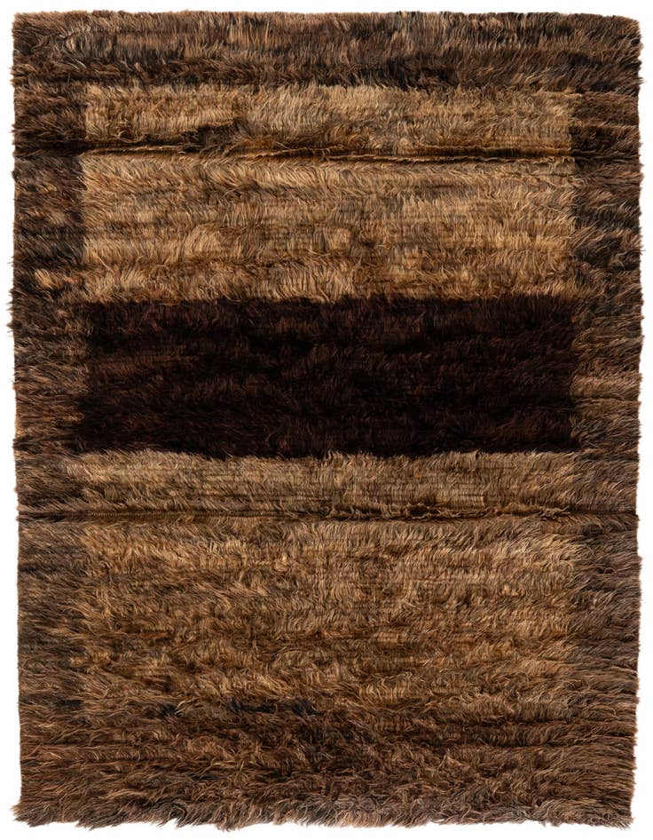 Detail image of 4' 4 x 6' 5 Hand Knotted Multi-Tone Shag Wool Rug