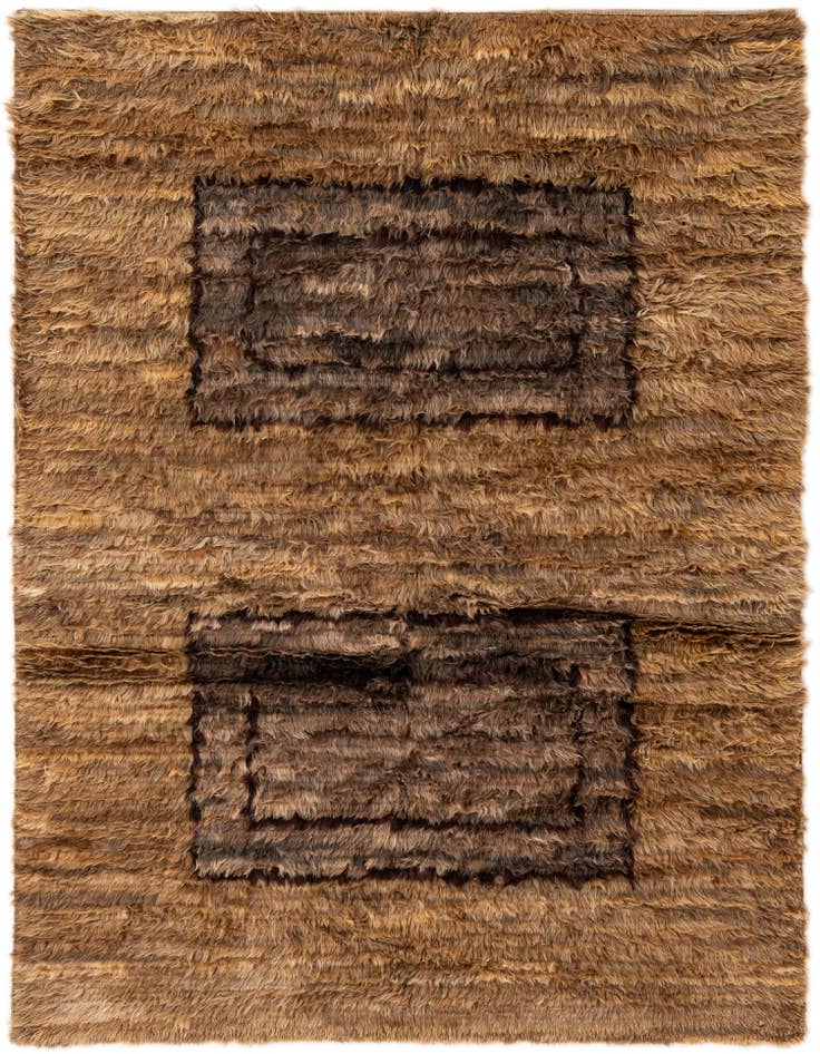 Detail image of 5' 3 x 7' 1 Hand Knotted Multi-Tone Shag Wool Rug