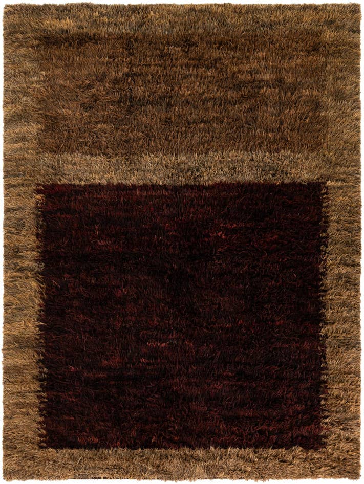 Detail image of 6' 8 x 8' 9 Hand Knotted Multi-Tone Shag Wool Rug