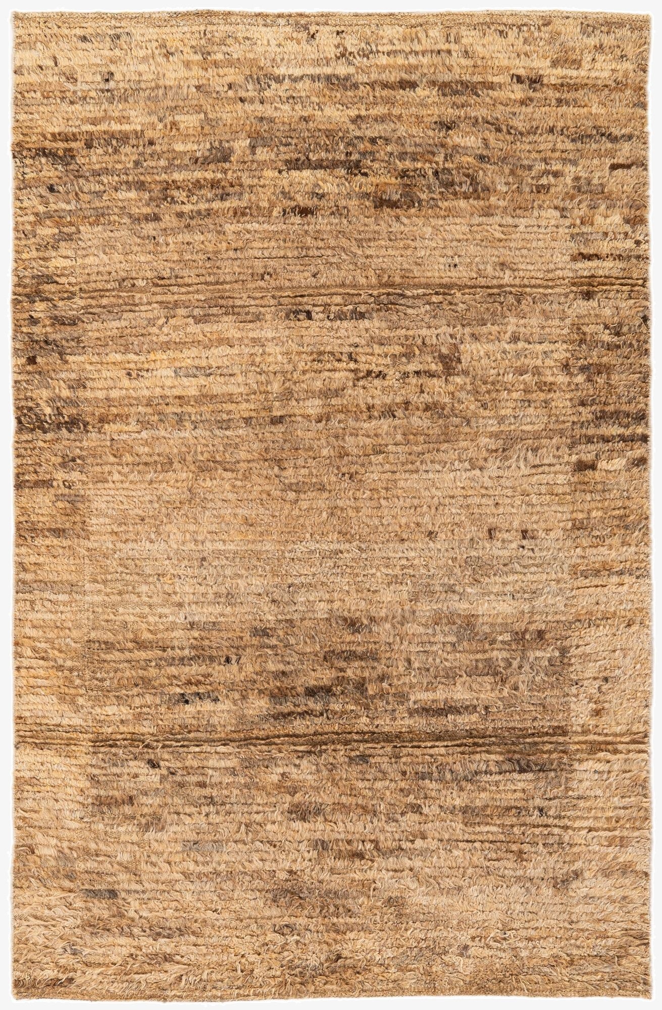 4' 1 x 6' 4  Hand Knotted Multi-Tone Shag Wool Rug