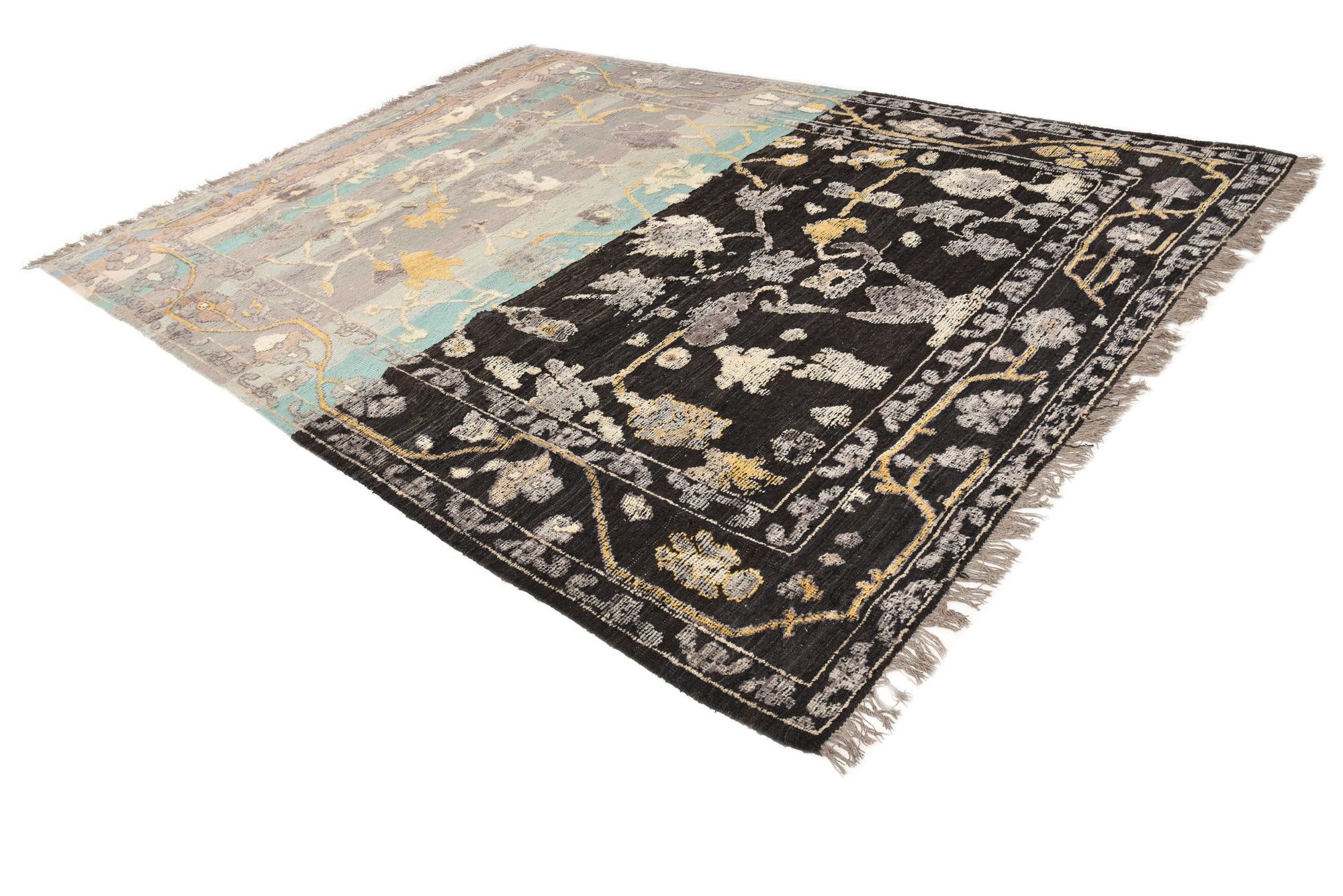 9' 1 x 12' 6 Hand Knotted Oushak Wool Rug
