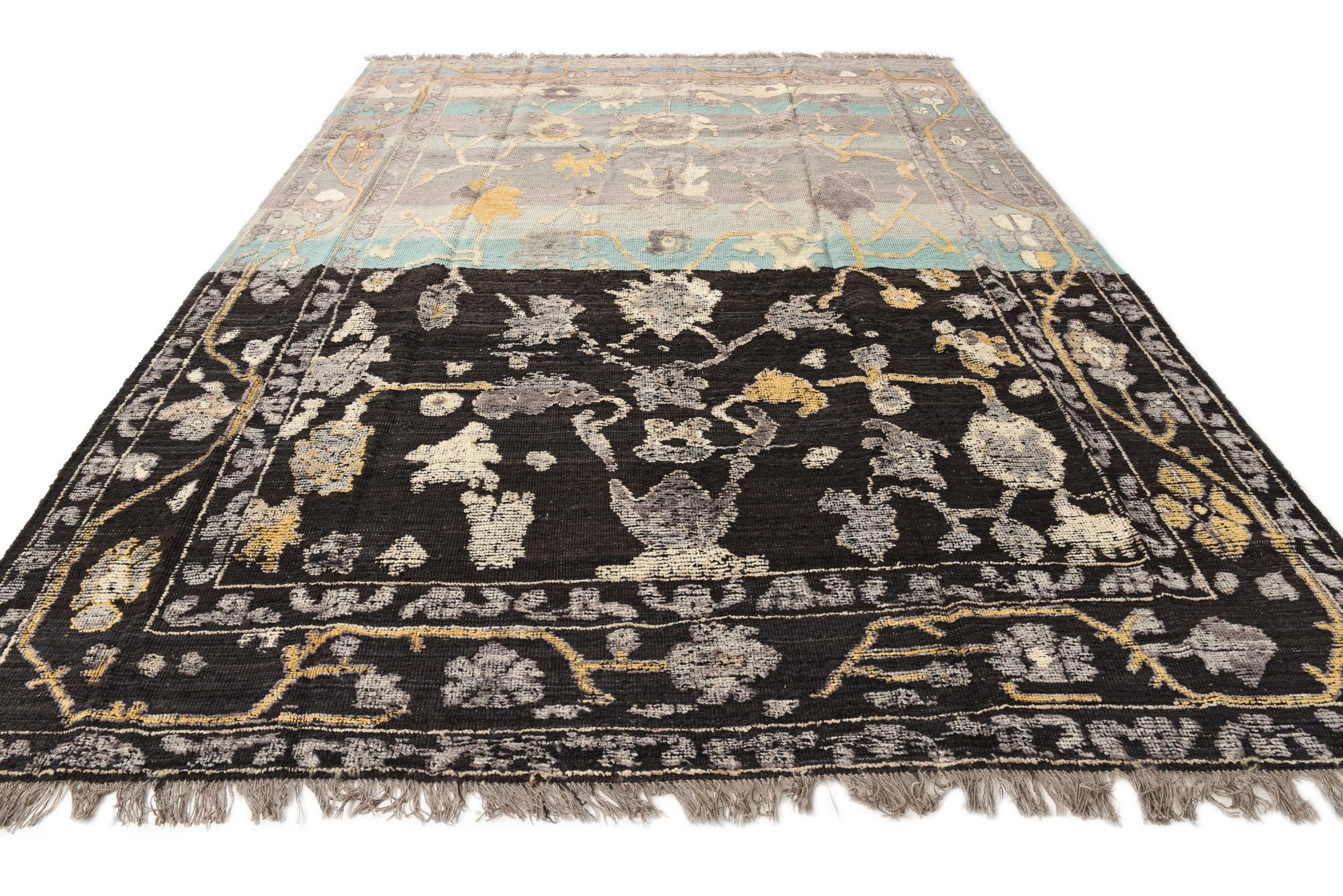 9' 1 x 12' 6 Hand Knotted Oushak Wool Rug