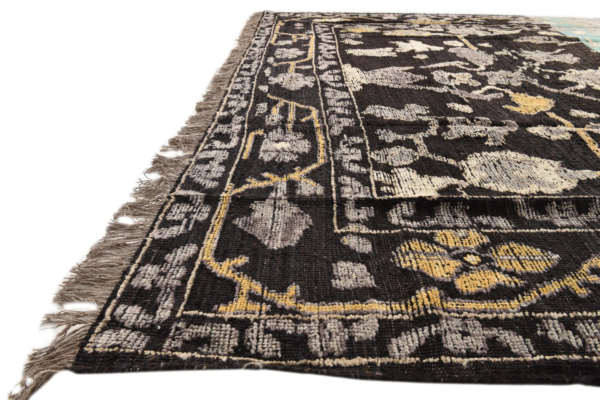 9' 1 x 12' 6 Hand Knotted Oushak Wool Rug