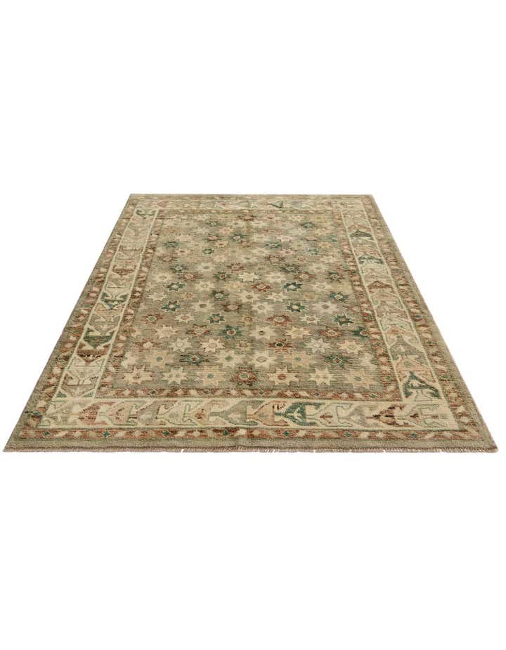 5' 3 x 7' 3 Hand Knotted Oushak Wool Rug