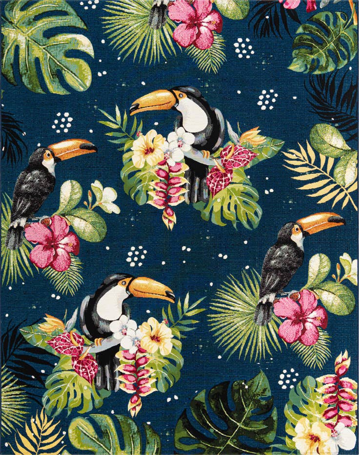 Detail image of 7' 10 x 10' Easy-Clean Botanical Indoor / Outdoor Rug