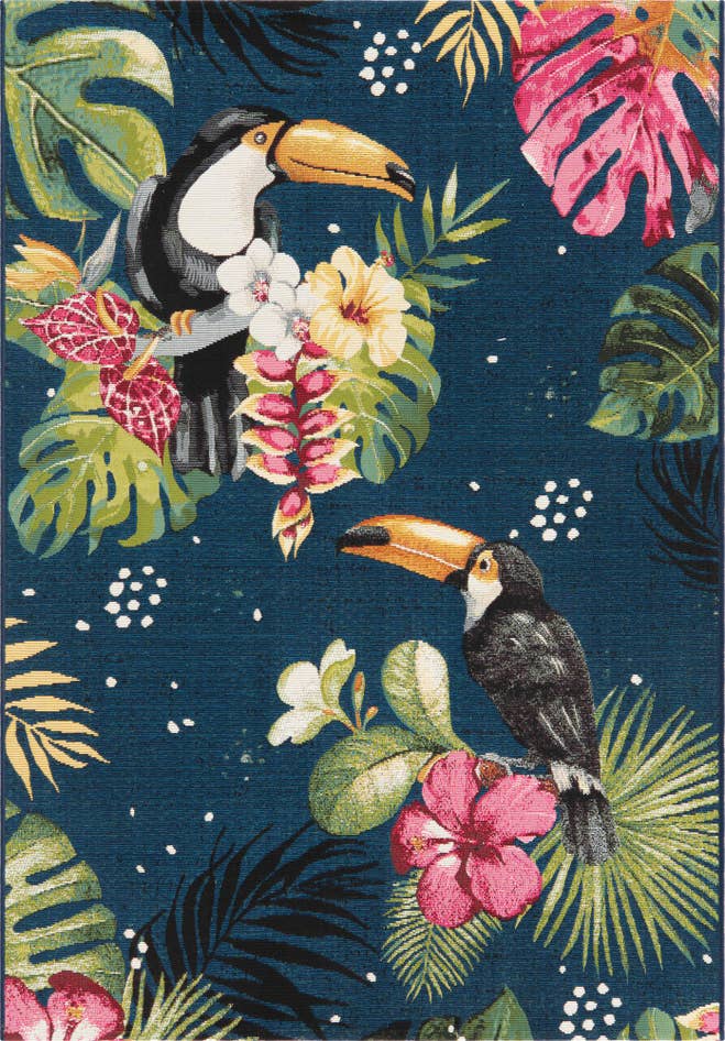 Detail image of 4' x 6' Easy-Clean Botanical Indoor / Outdoor Rug