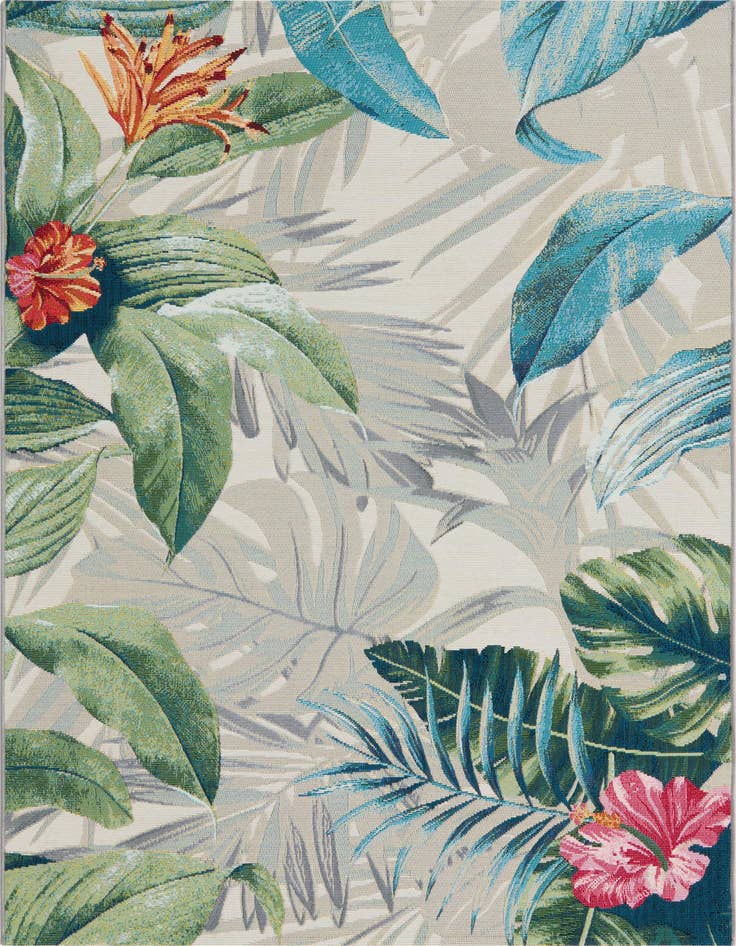 Detail image of 4' x 6' Easy-Clean Botanical Indoor / Outdoor Rug