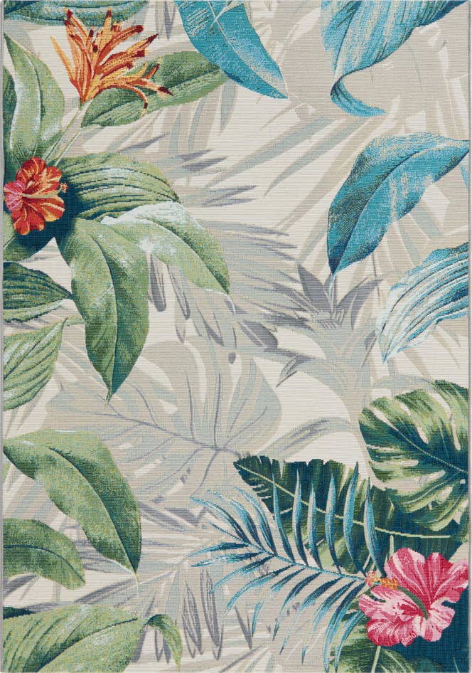 Detail image of 4' x 6' Easy-Clean Botanical Indoor / Outdoor Rug