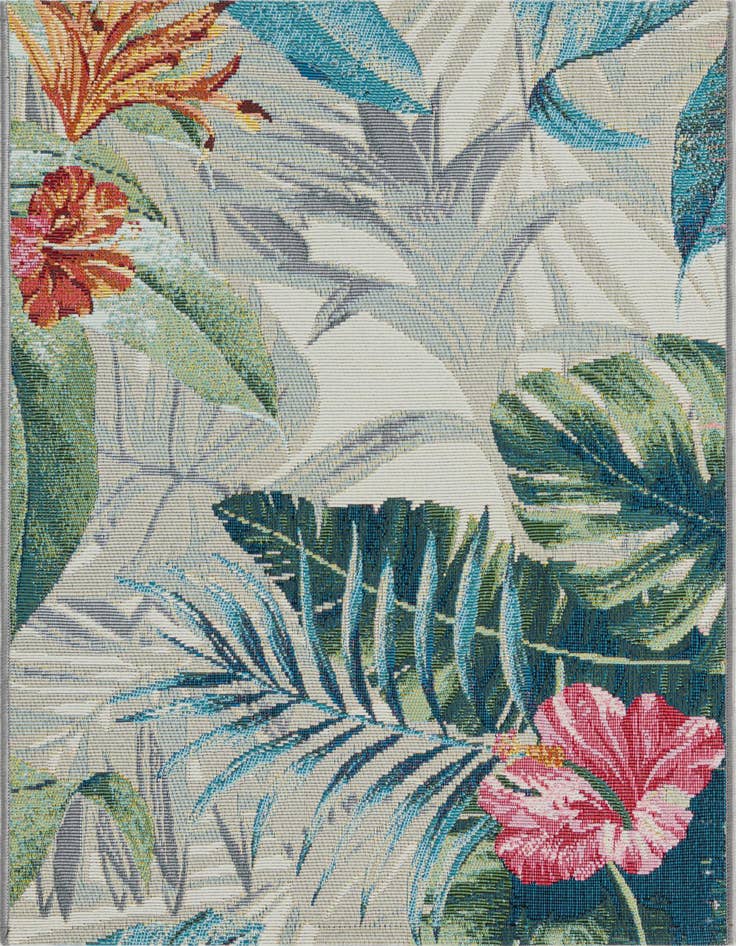 Detail image of 2' x 3' Easy-Clean Botanical Indoor / Outdoor Rug