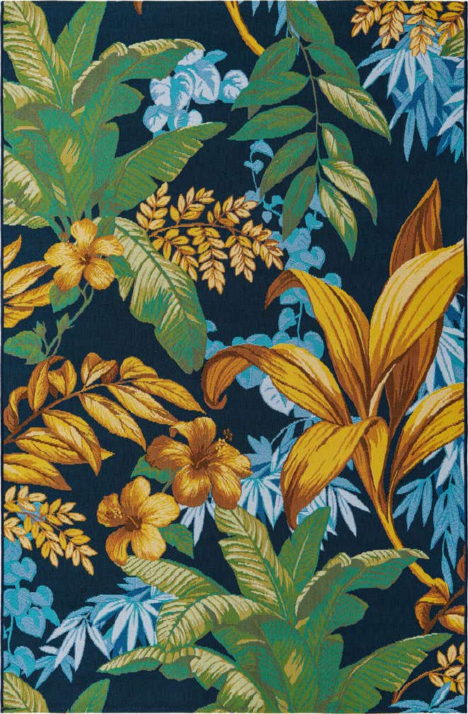 5' 3 x 8' Easy-Clean Botanical Indoor / Outdoor Rug