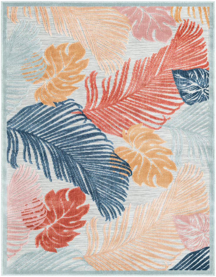Detail image of 4' 5 x 6' Easy-Clean Botanical Indoor / Outdoor Rug