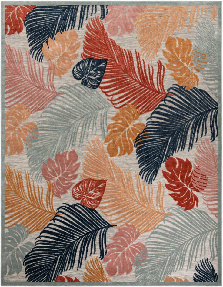 Detail image of 9' 9 x 12' Easy-Clean Botanical Indoor / Outdoor Rug