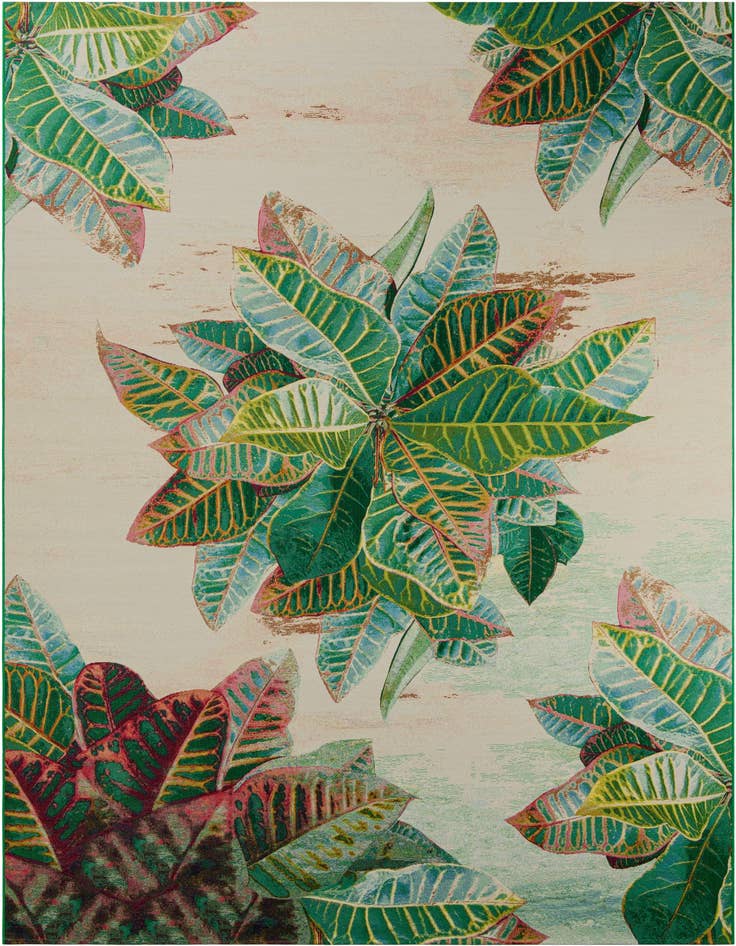 Detail image of 10' x 14' 2 Easy-Clean Botanical Indoor / Outdoor Rug