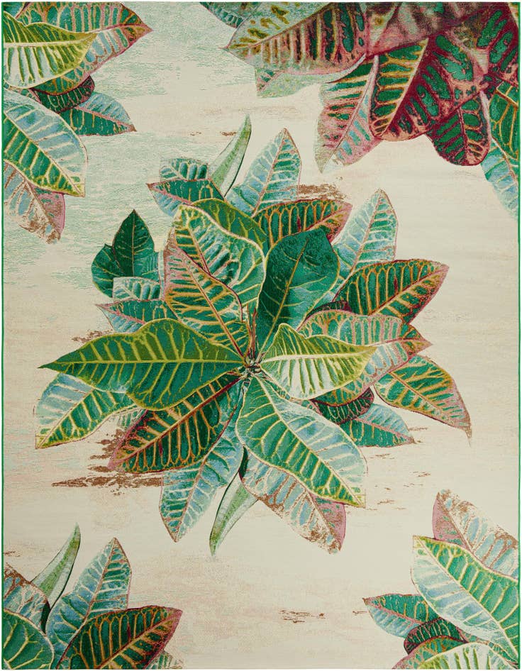 Detail image of 9' x 12' Easy-Clean Botanical Indoor / Outdoor Rug