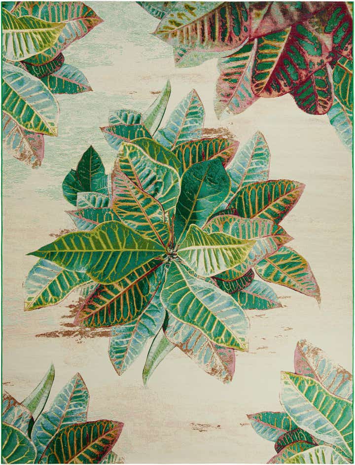 9' x 12' Easy-Clean Botanical Indoor / Outdoor Rug