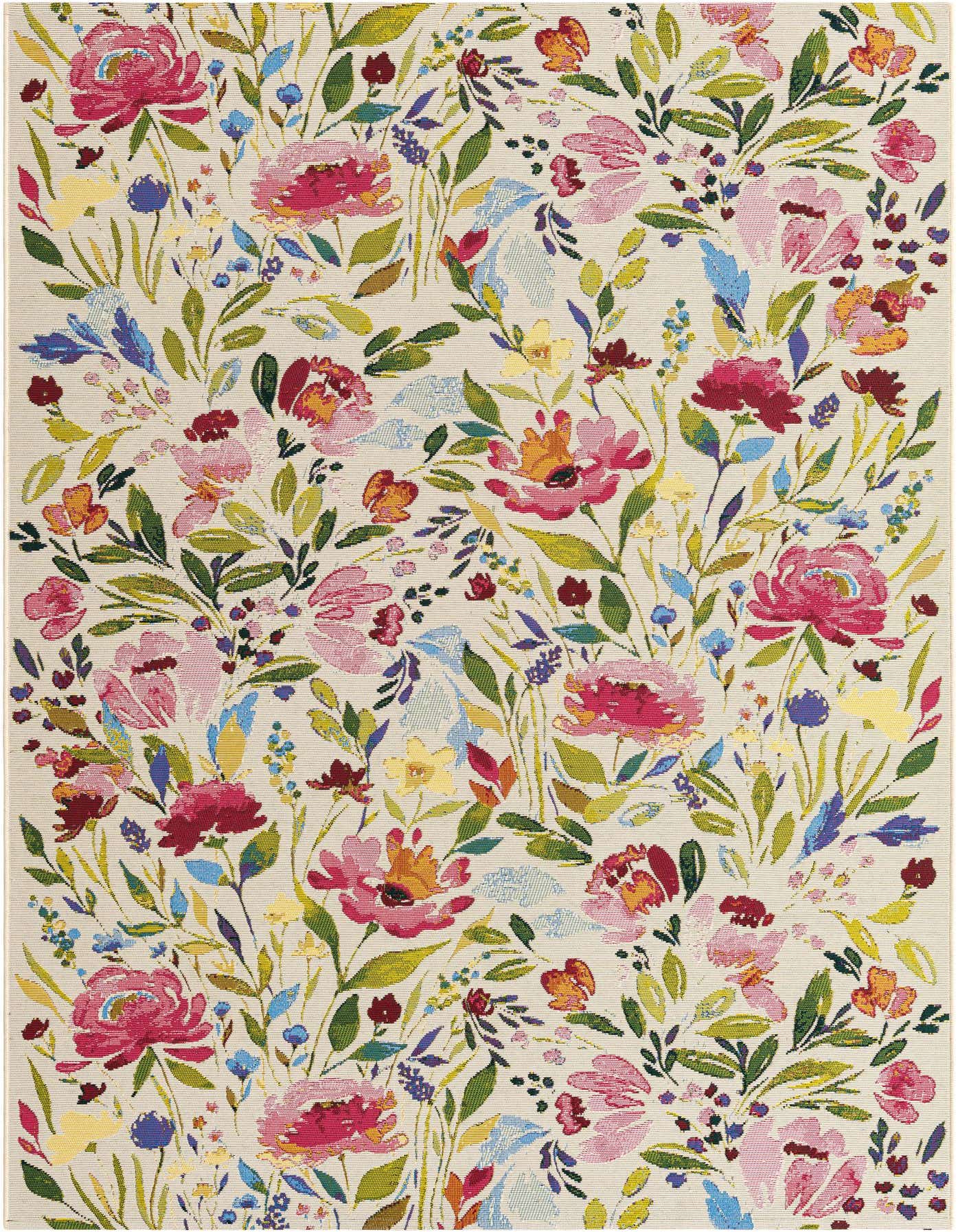 5' 3 x 8' Easy-Clean Botanical Indoor / Outdoor Rug