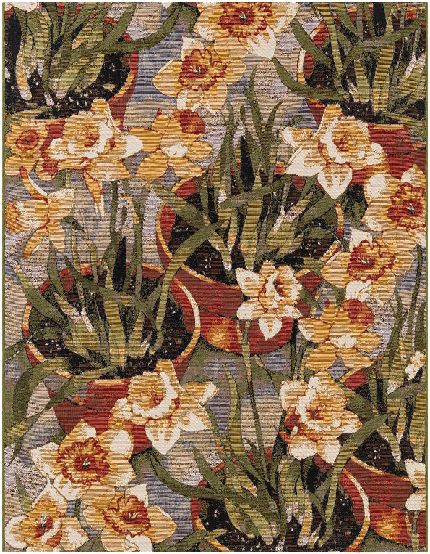 5' x 7' Easy-Clean Botanical Indoor / Outdoor Rug