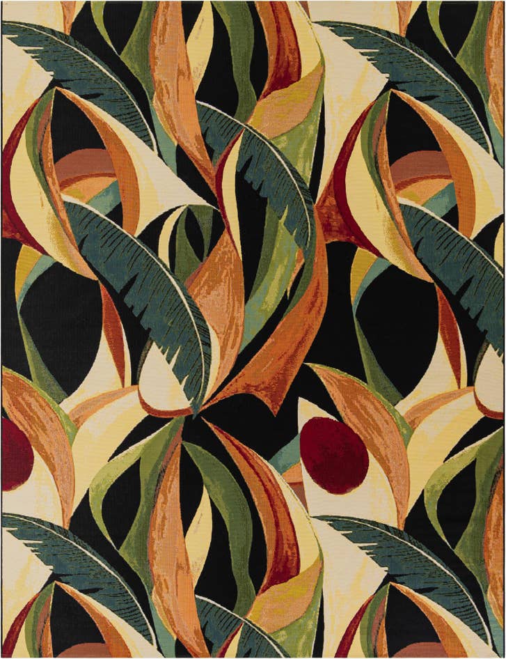 Detail image of 9' x 12' Easy-Clean Botanical Indoor / Outdoor Rug