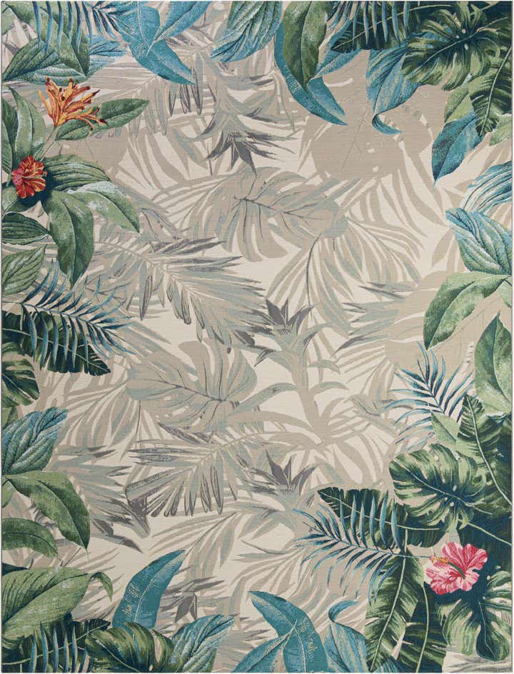 10' x 13' Easy-Clean Botanical Indoor / Outdoor Rug