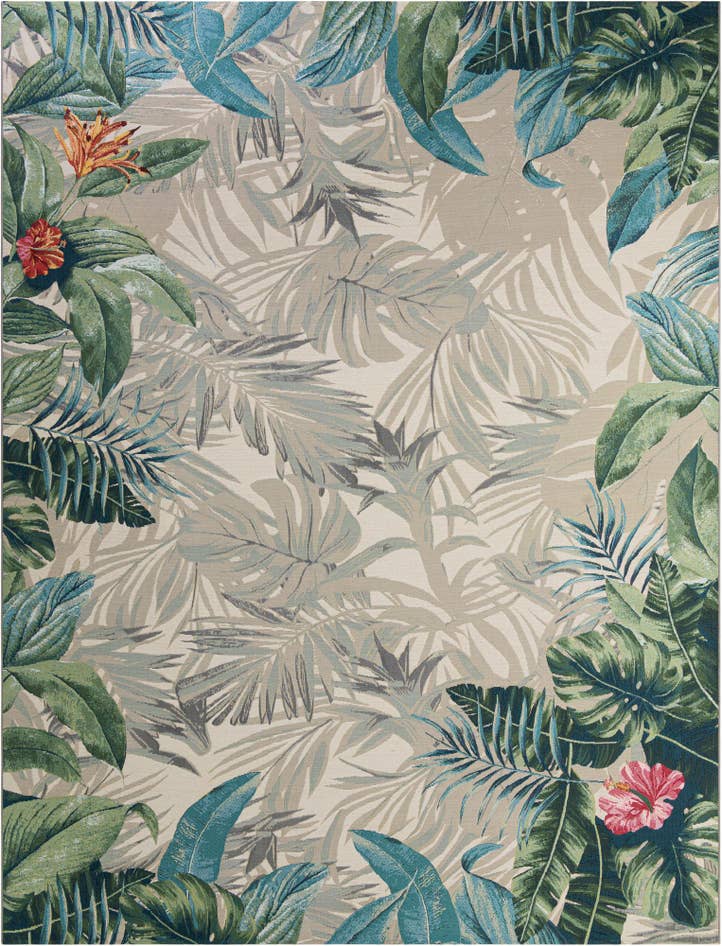 Detail image of 10' x 13' Easy-Clean Botanical Indoor / Outdoor Rug