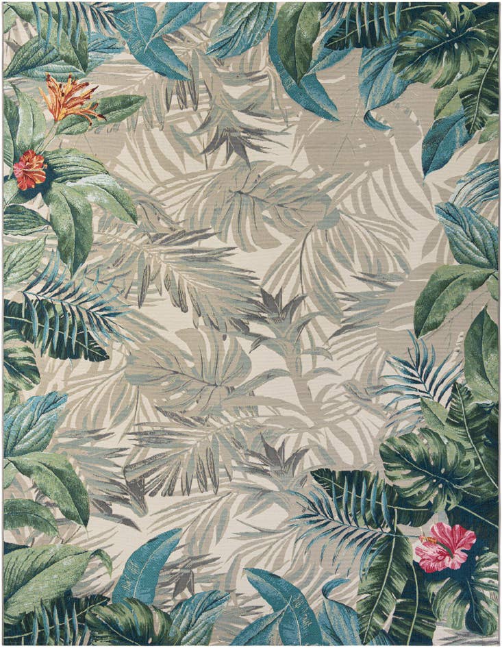Detail image of 9' x 12' Easy-Clean Botanical Indoor / Outdoor Rug