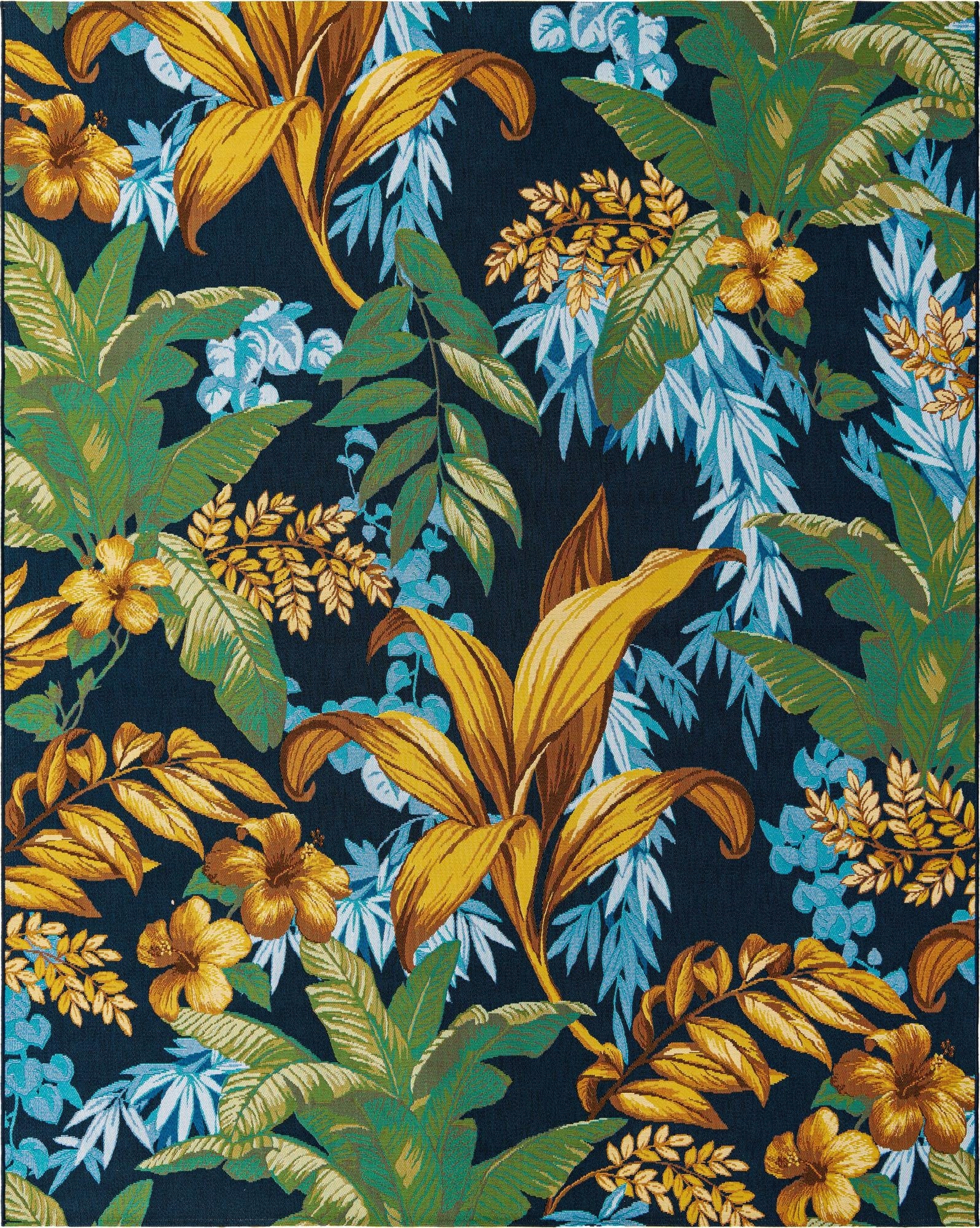 Primary image 7' 10 x 10'  Washable Botanical Indoor / Outdoor Rug