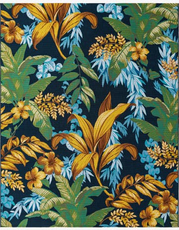 Easy-Clean Botanical Indoor / Outdoor Rug