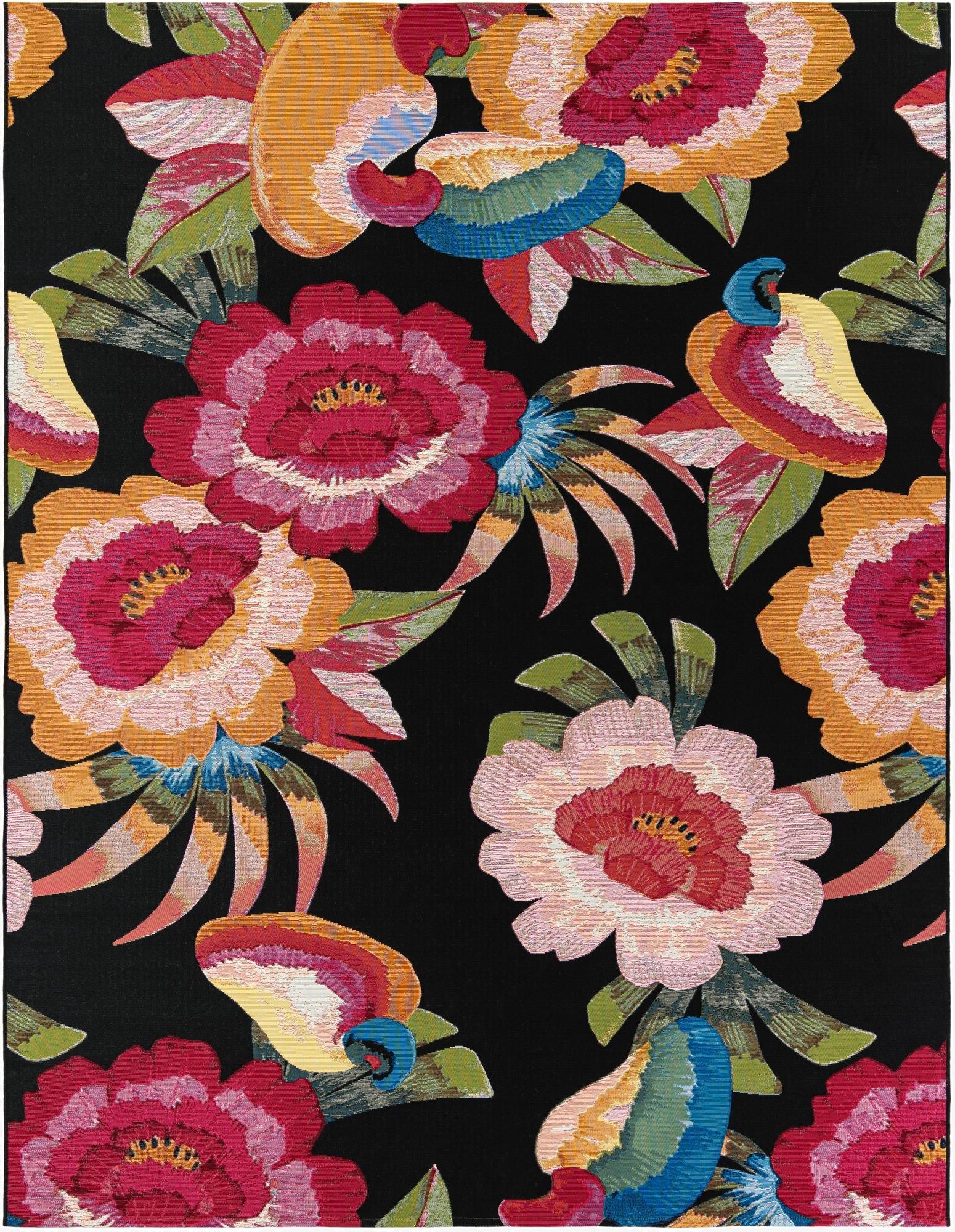 Primary image 7' 10 x 10'  Washable Botanical Indoor / Outdoor Rug