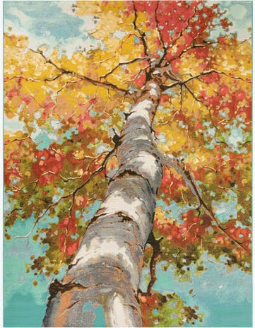 9' x 12' Easy-Clean Botanical Indoor / Outdoor Rug