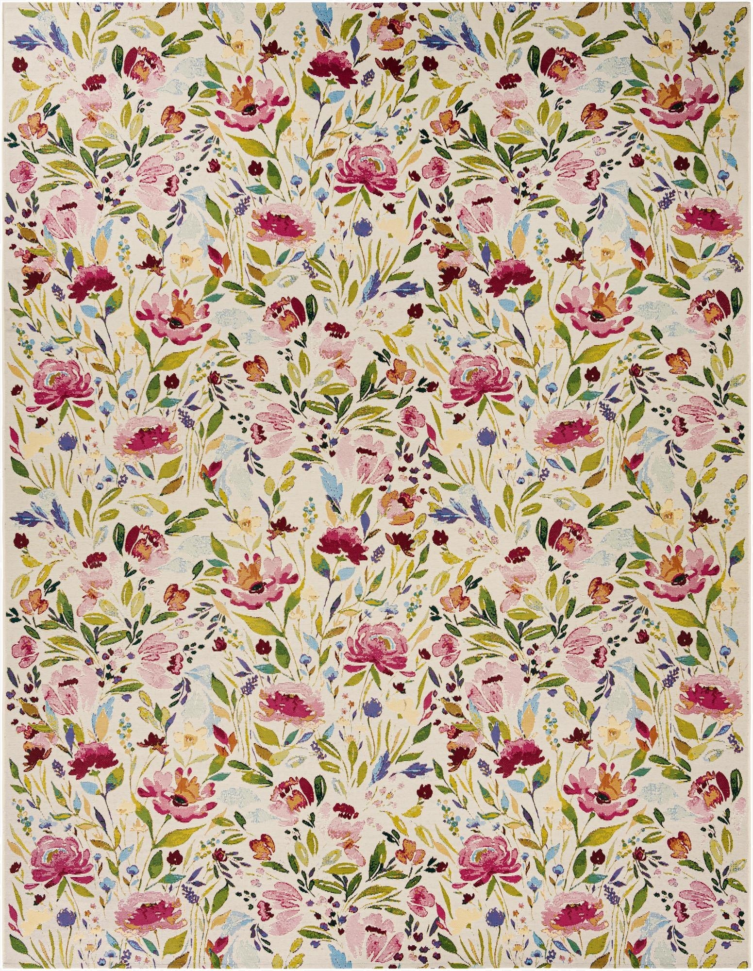 9' x 12'  Washable Botanical Indoor / Outdoor Rug