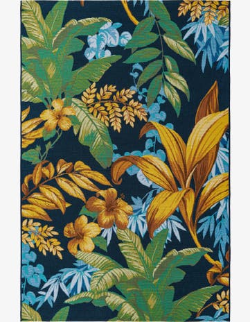 5' 3 x 8' Easy-Clean Botanical Indoor / Outdoor Rug