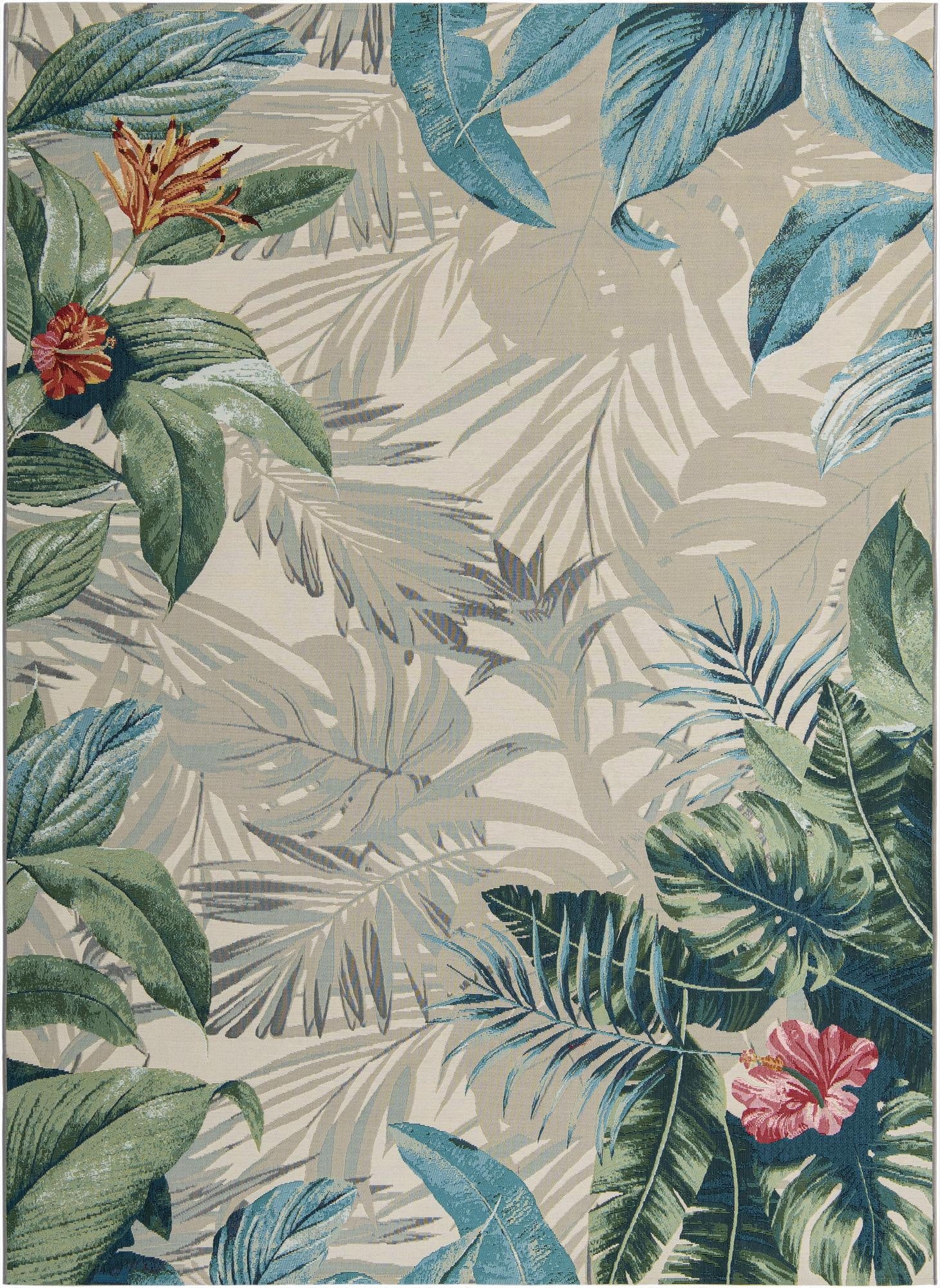 7' 10 x 11'  Washable Botanical Indoor / Outdoor Rug