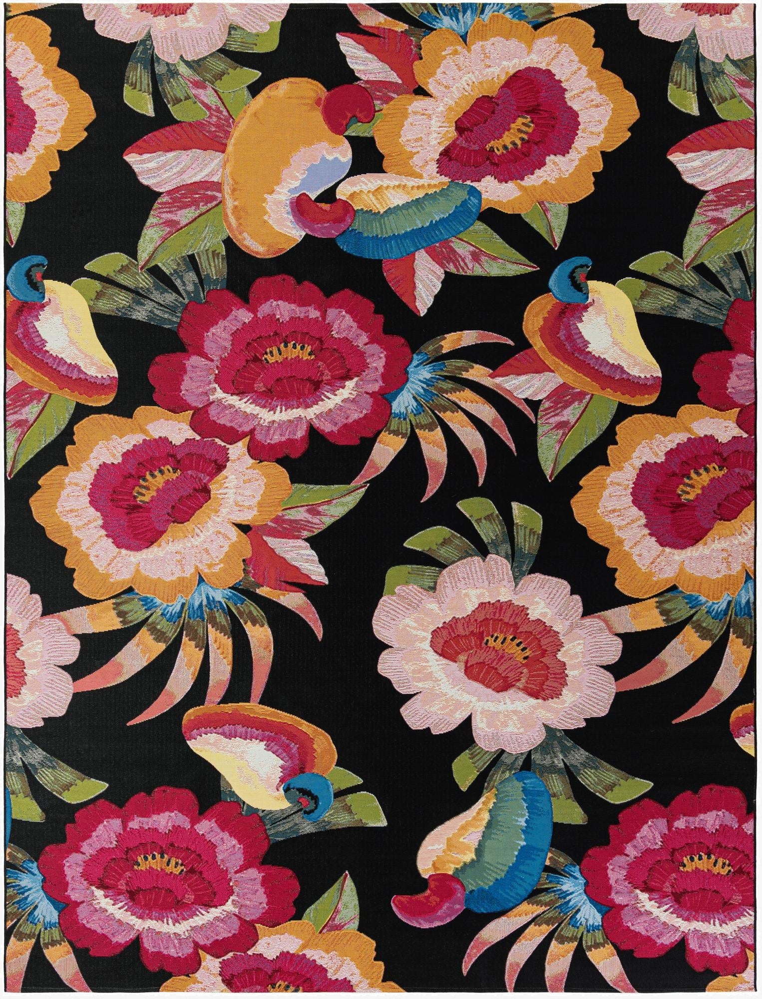 9' x 12'  Washable Botanical Indoor / Outdoor Rug