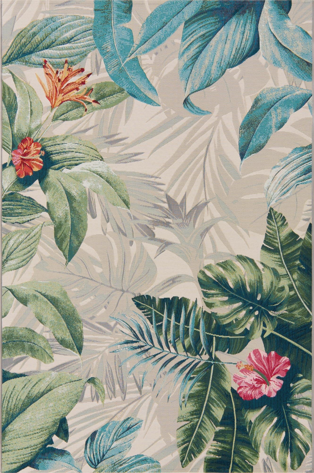 Primary image 5' 3 x 8'  Washable Botanical Indoor / Outdoor Rug