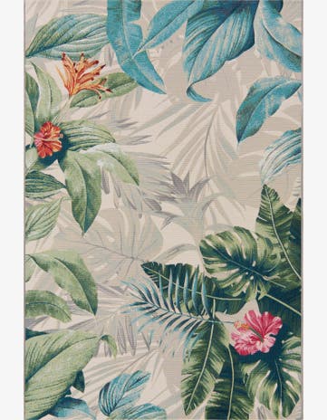 5' 3 x 8' Easy-Clean Botanical Indoor / Outdoor Rug