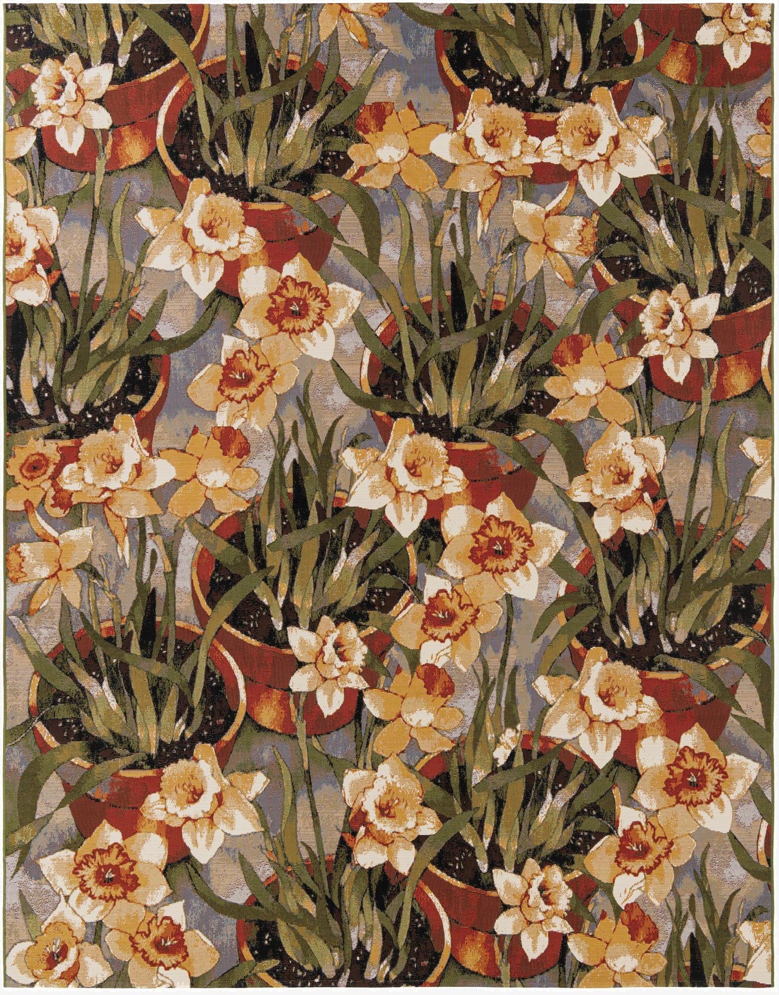 7' 10 x 10'  Washable Botanical Indoor / Outdoor Rug