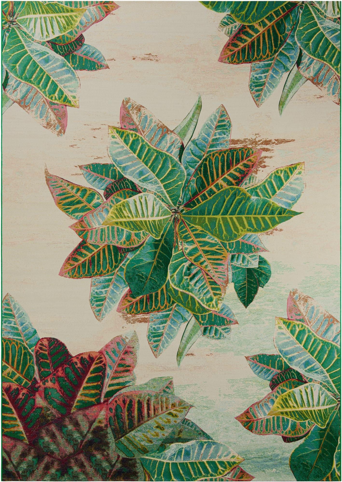 10' x 14' 2  Washable Botanical Indoor / Outdoor Rug