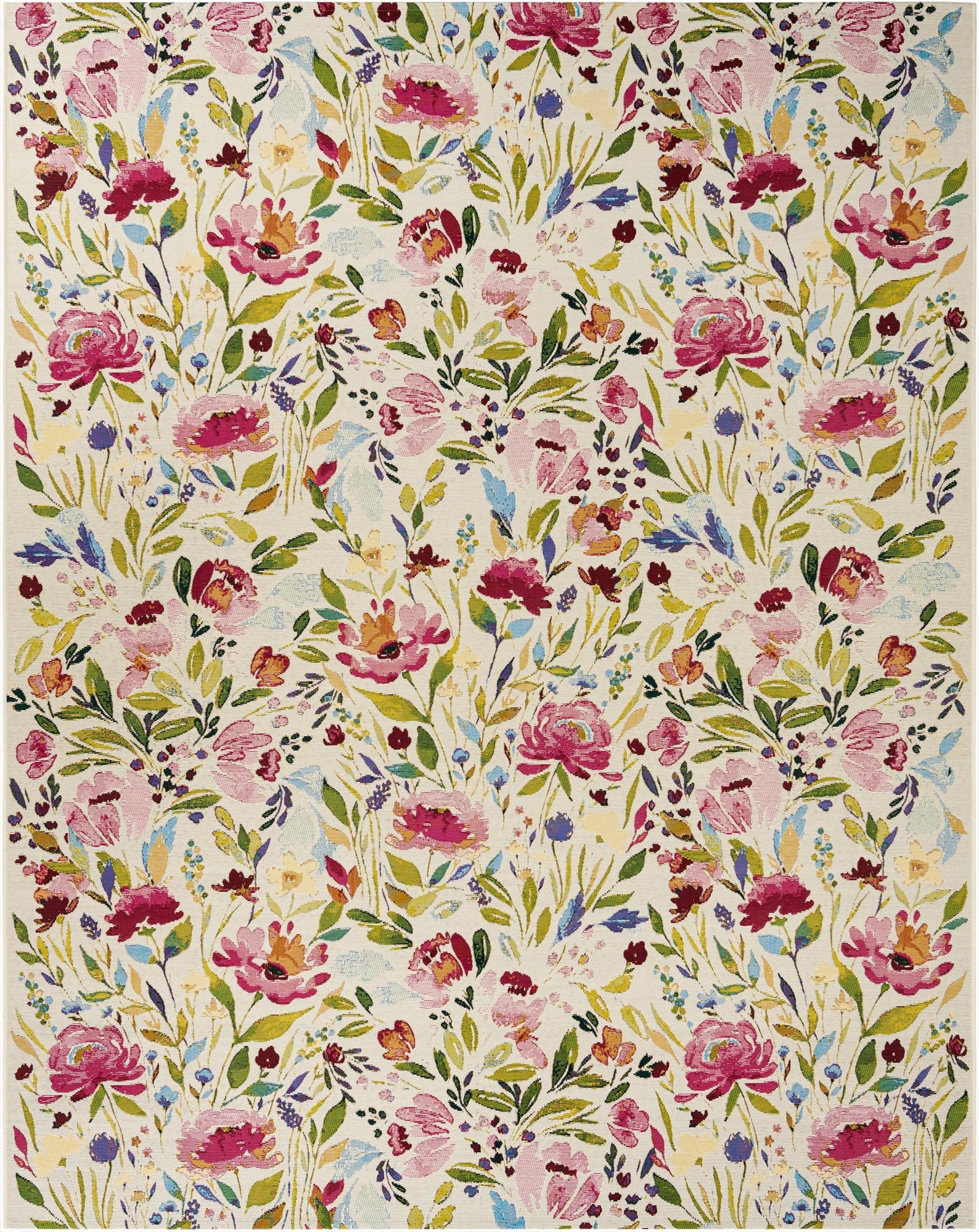 Primary image 7' 10 x 10'  Washable Botanical Indoor / Outdoor Rug