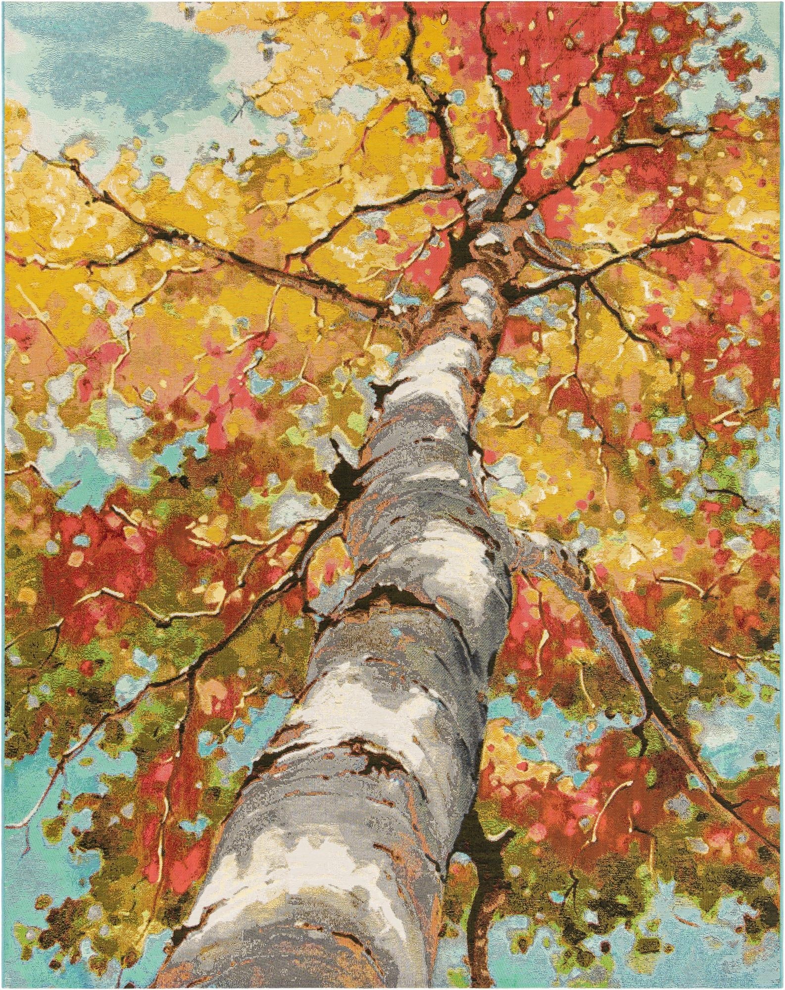 Primary image 7' 10 x 10'  Washable Botanical Indoor / Outdoor Rug