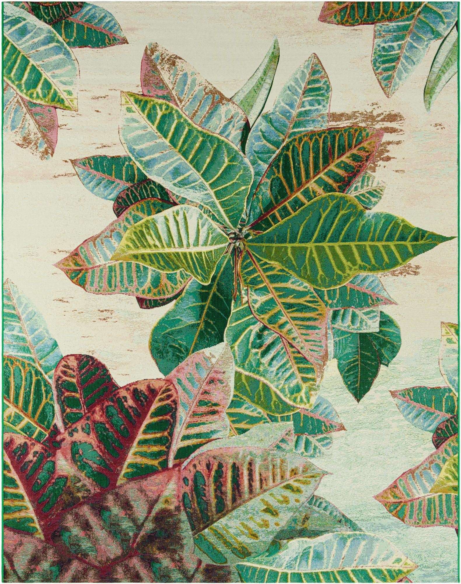 Primary image 7' 10 x 10'  Washable Botanical Indoor / Outdoor Rug