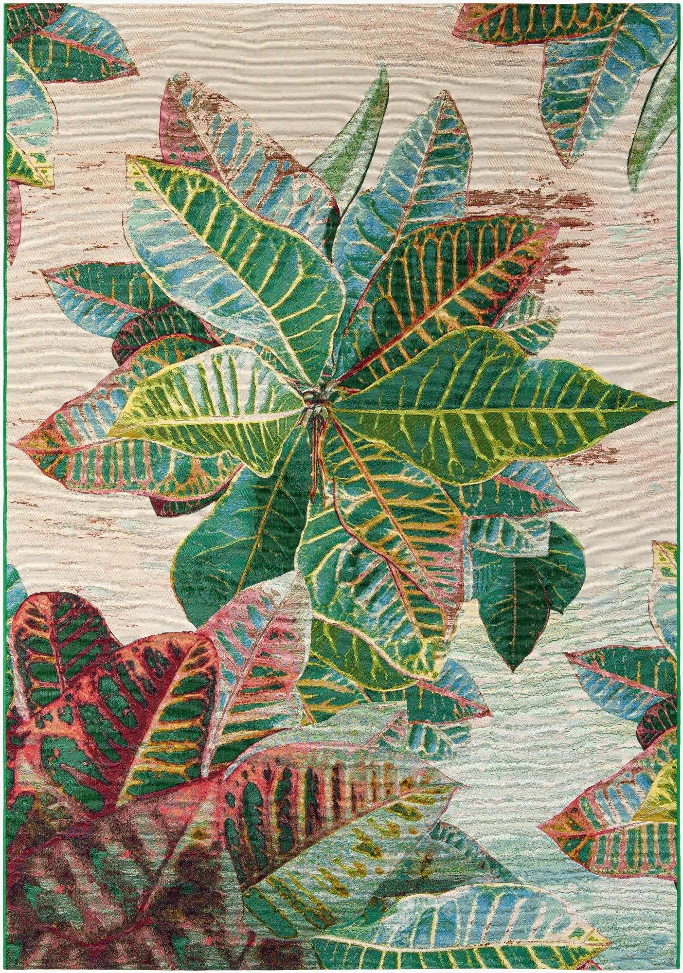 Primary image 7' x 10'  Washable Botanical Indoor / Outdoor Rug
