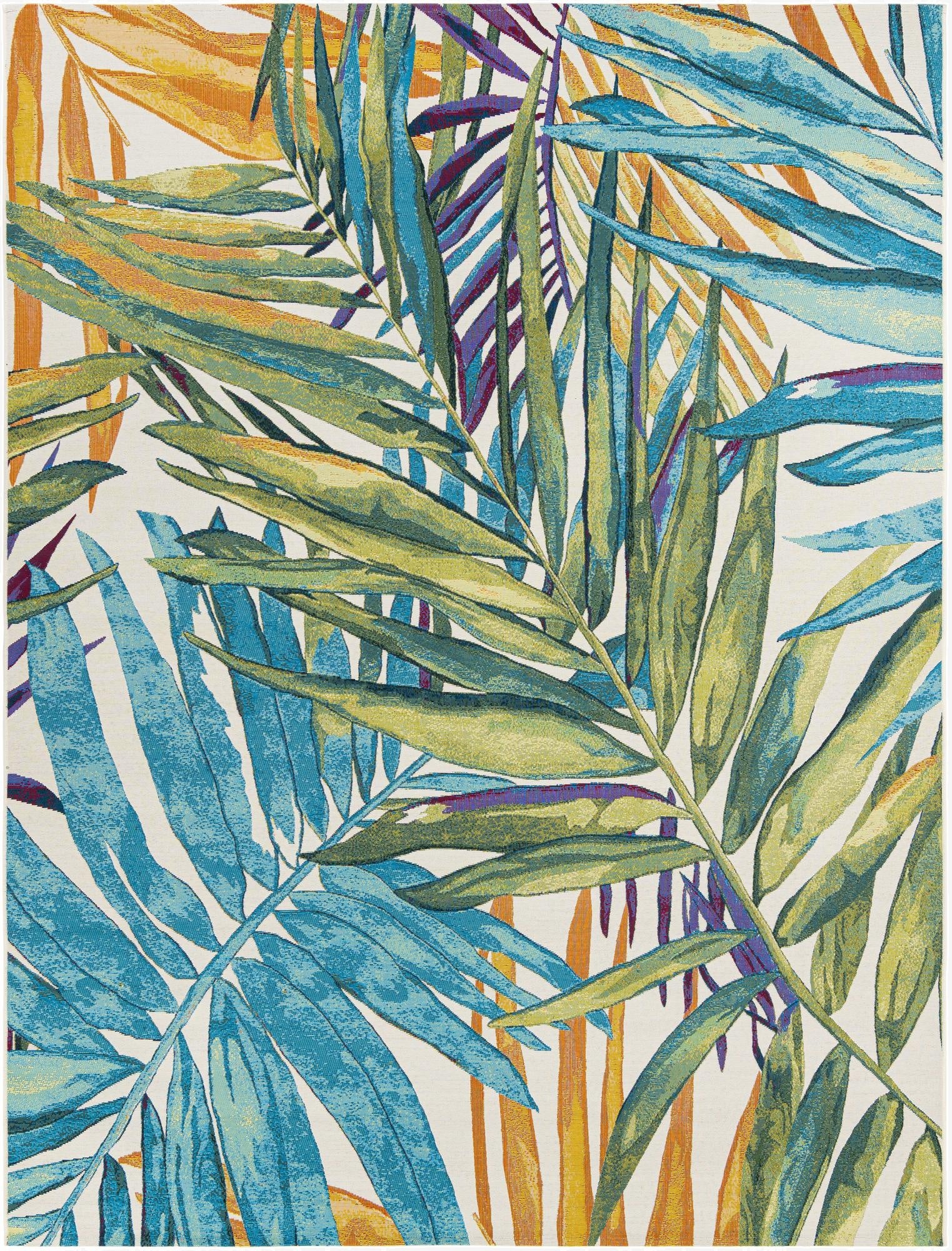 7' 10 x 10'  Washable Botanical Indoor / Outdoor Rug