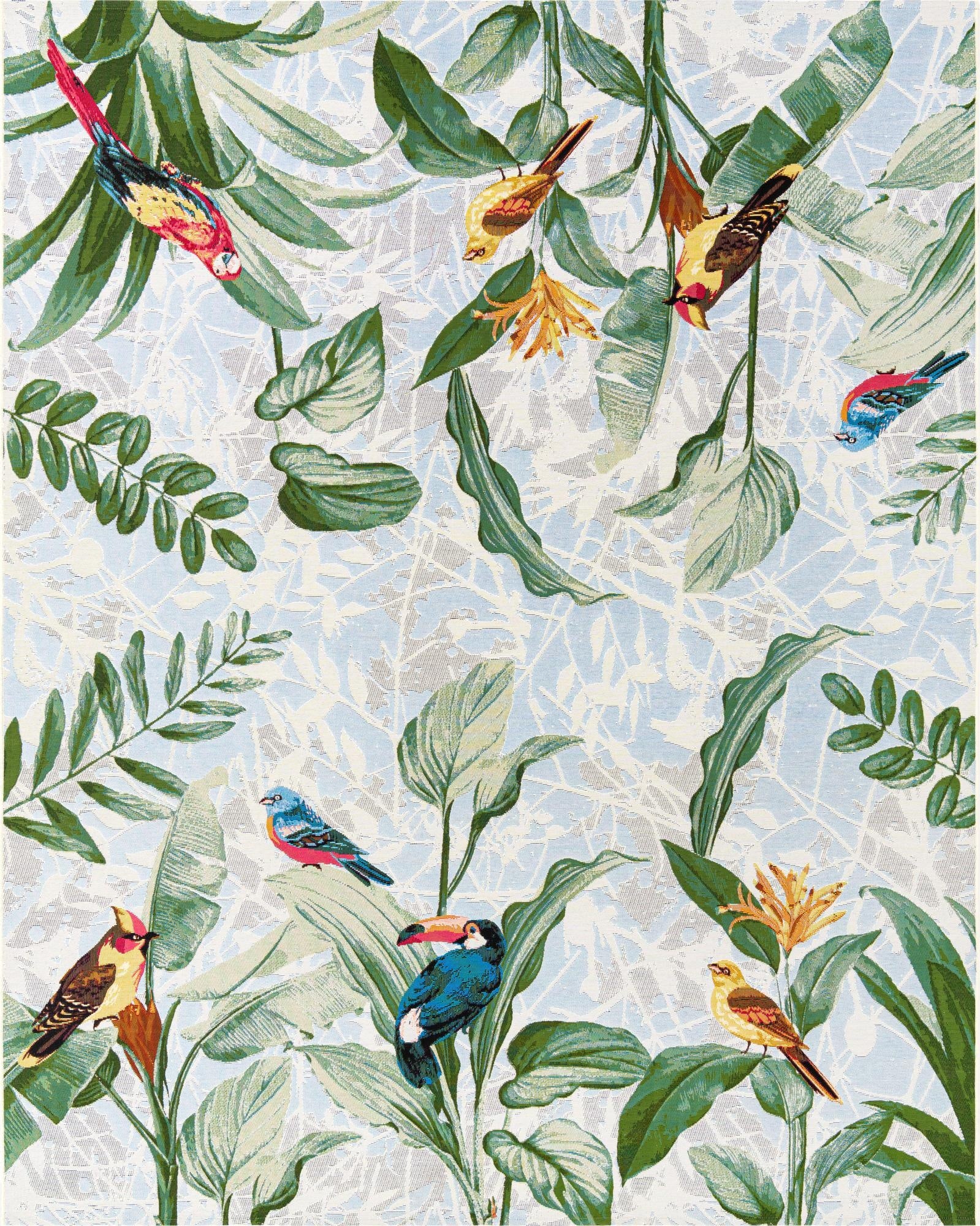 Primary image 7' 10 x 10'  Washable Botanical Indoor / Outdoor Rug